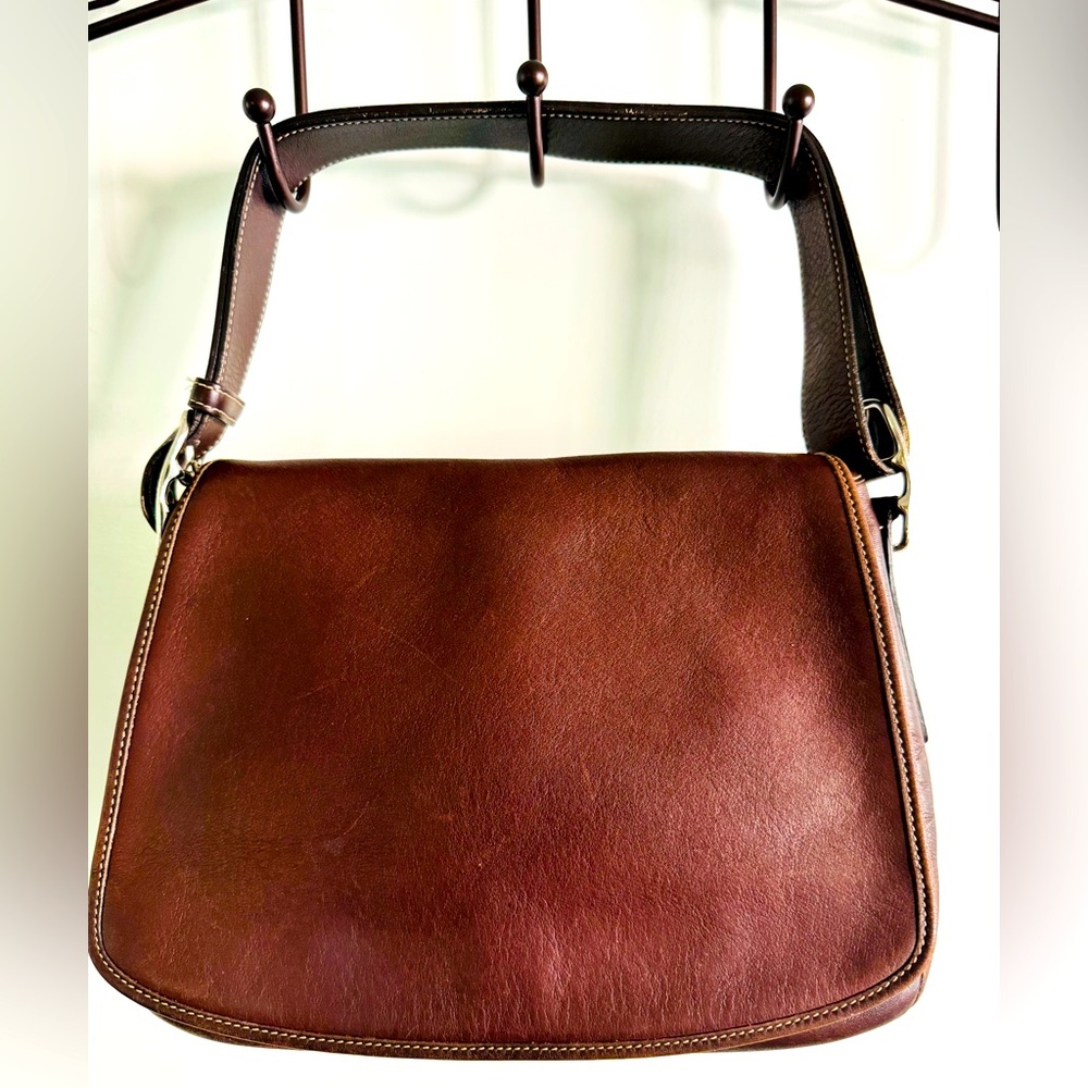 Vintage Coach Patricia Legacy Brown Leather Flap Crossbody Bag